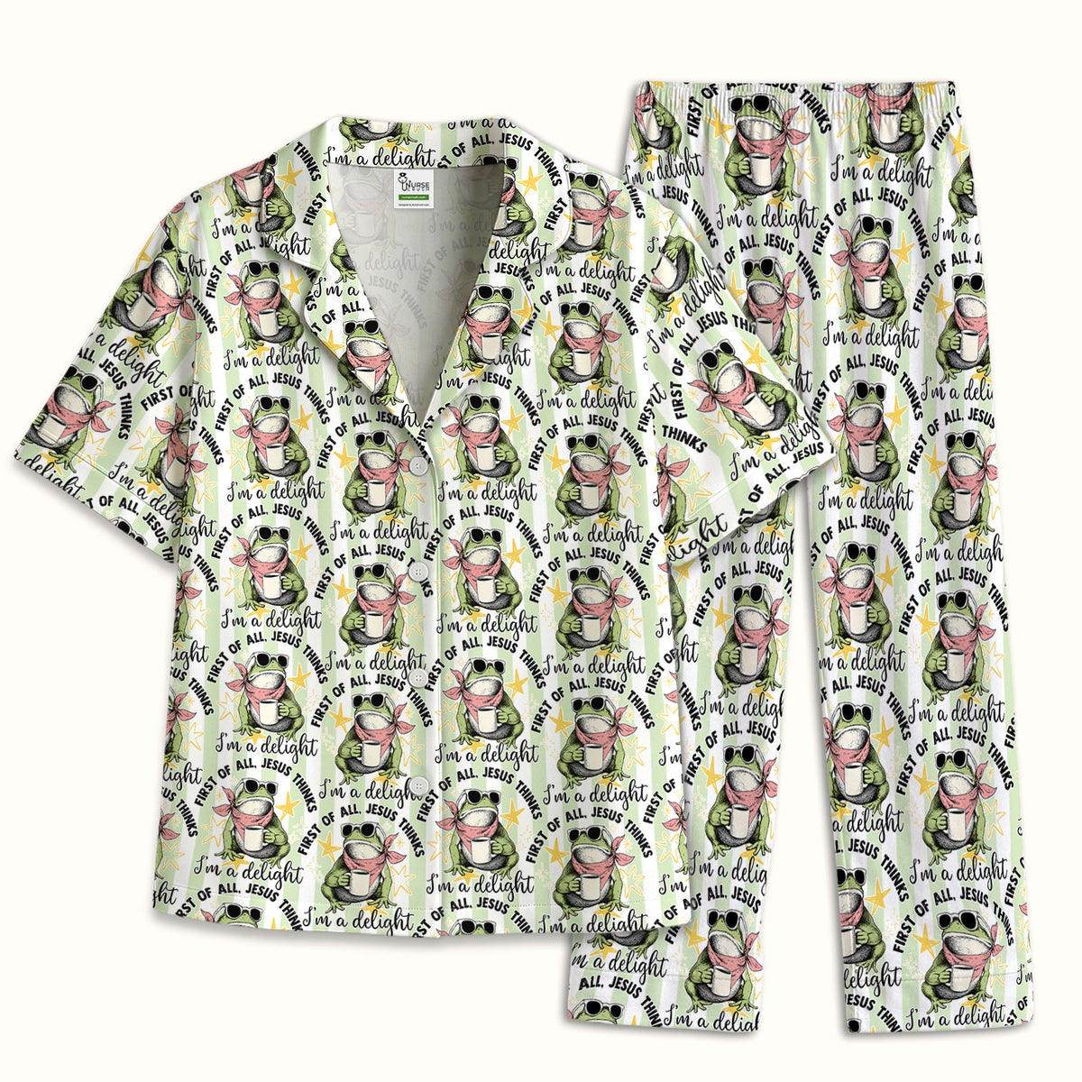 Frog Coffee Quote Pajama Set