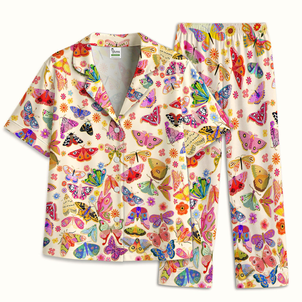 Colorful Butterfly Floral Pajama Set
