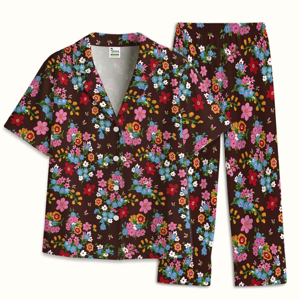 Vintage Floral Bouquet Nurse Pajama Set