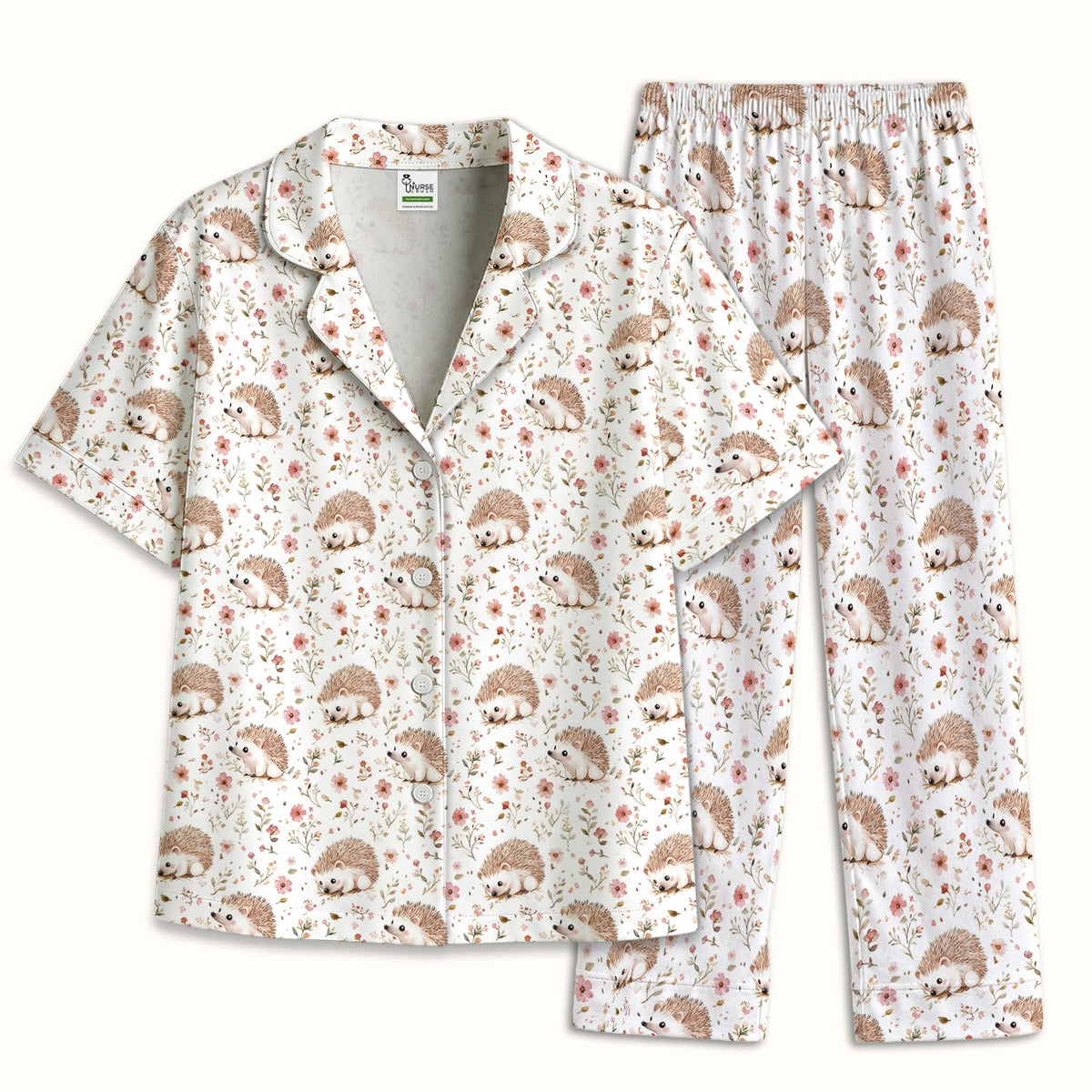 Hedgehog Wildflower Garden Pajama Set