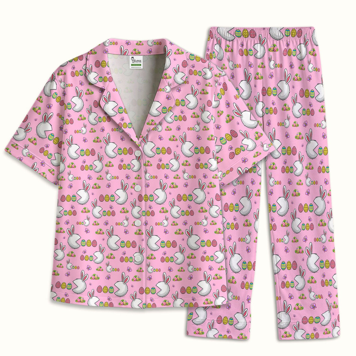 Personalized Easter Bunny Colorful Eggs Pajama Set