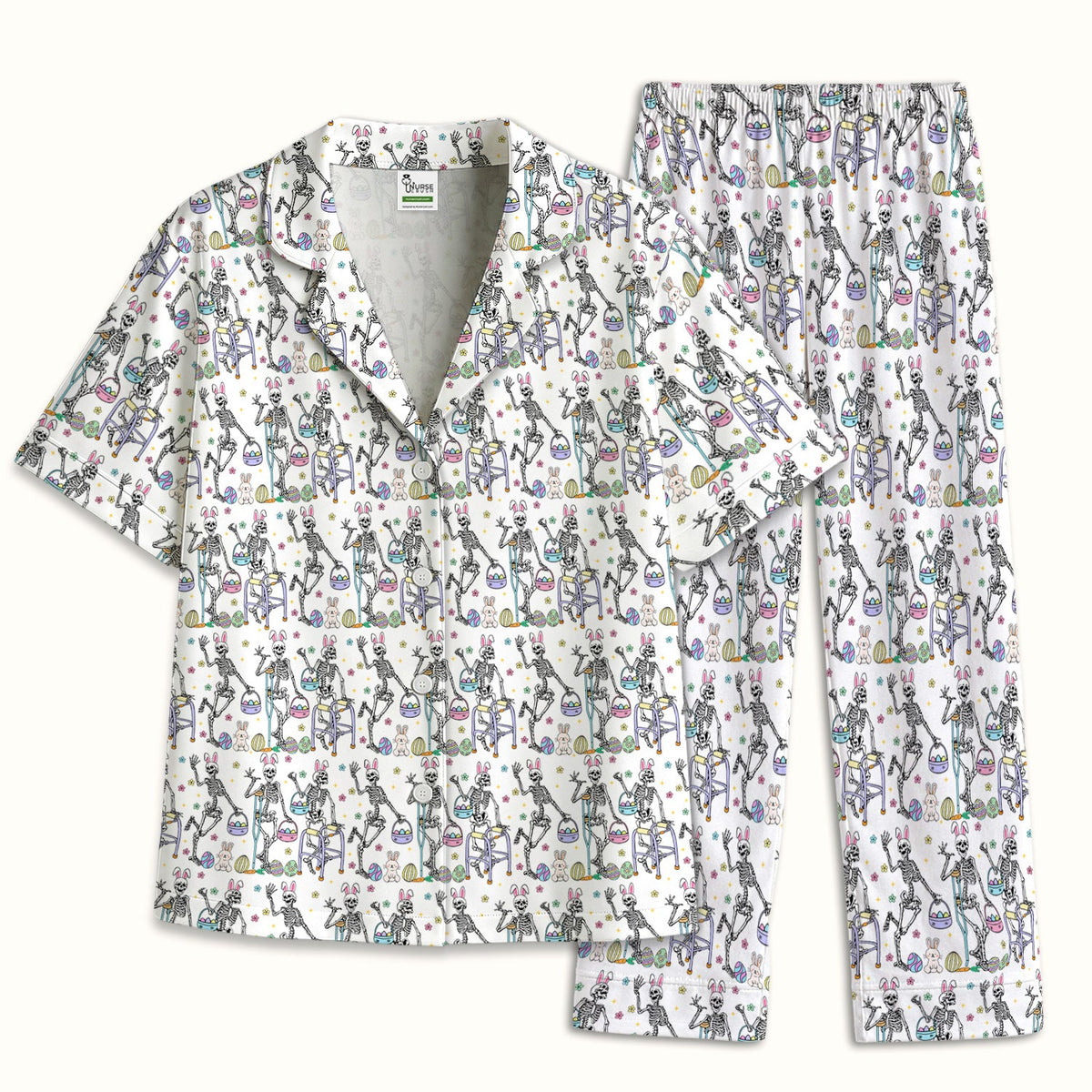 Fun Skeleton Bunny Pajama Set - Easter Gift For Nurse