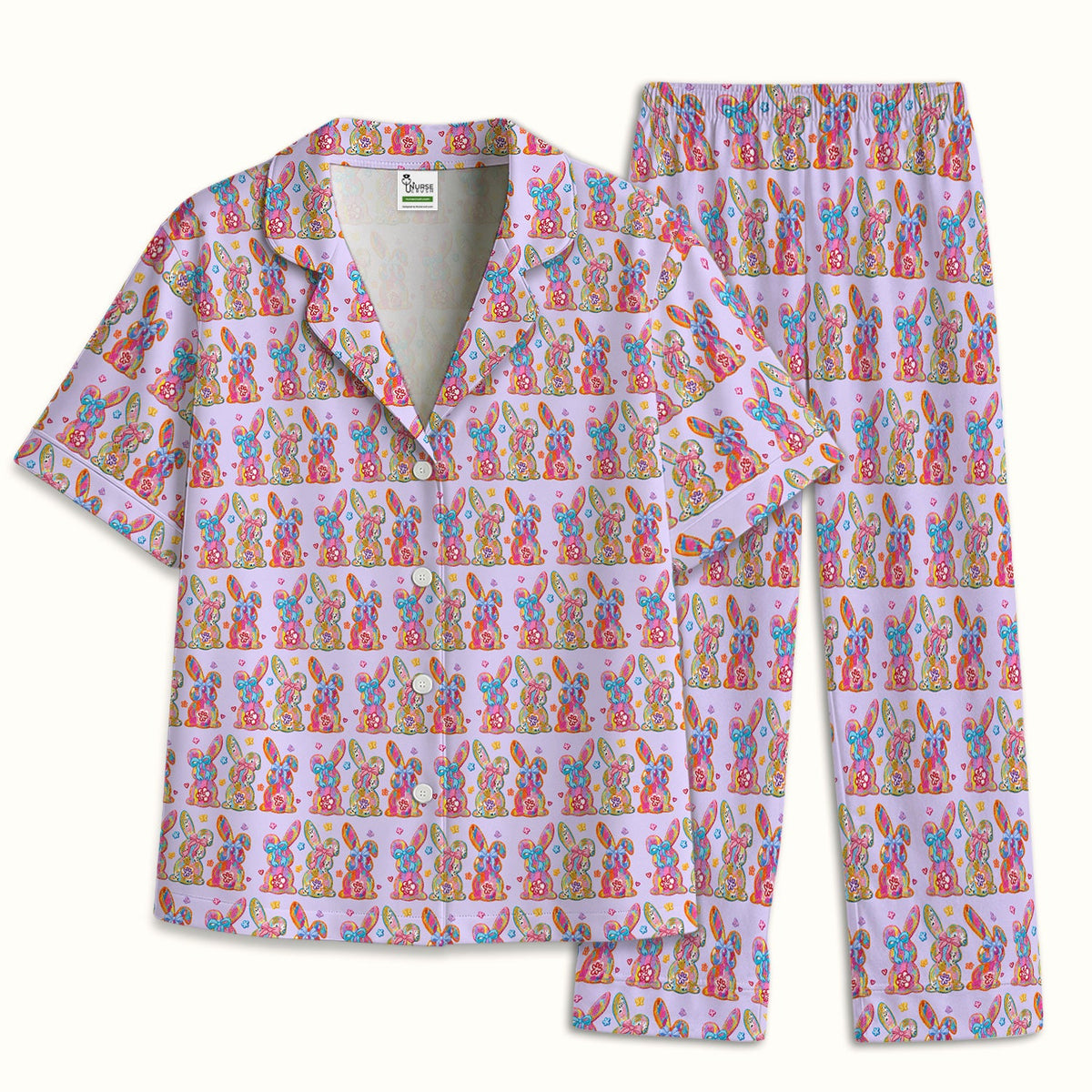 Pastel Bunny Floral Pajama Set