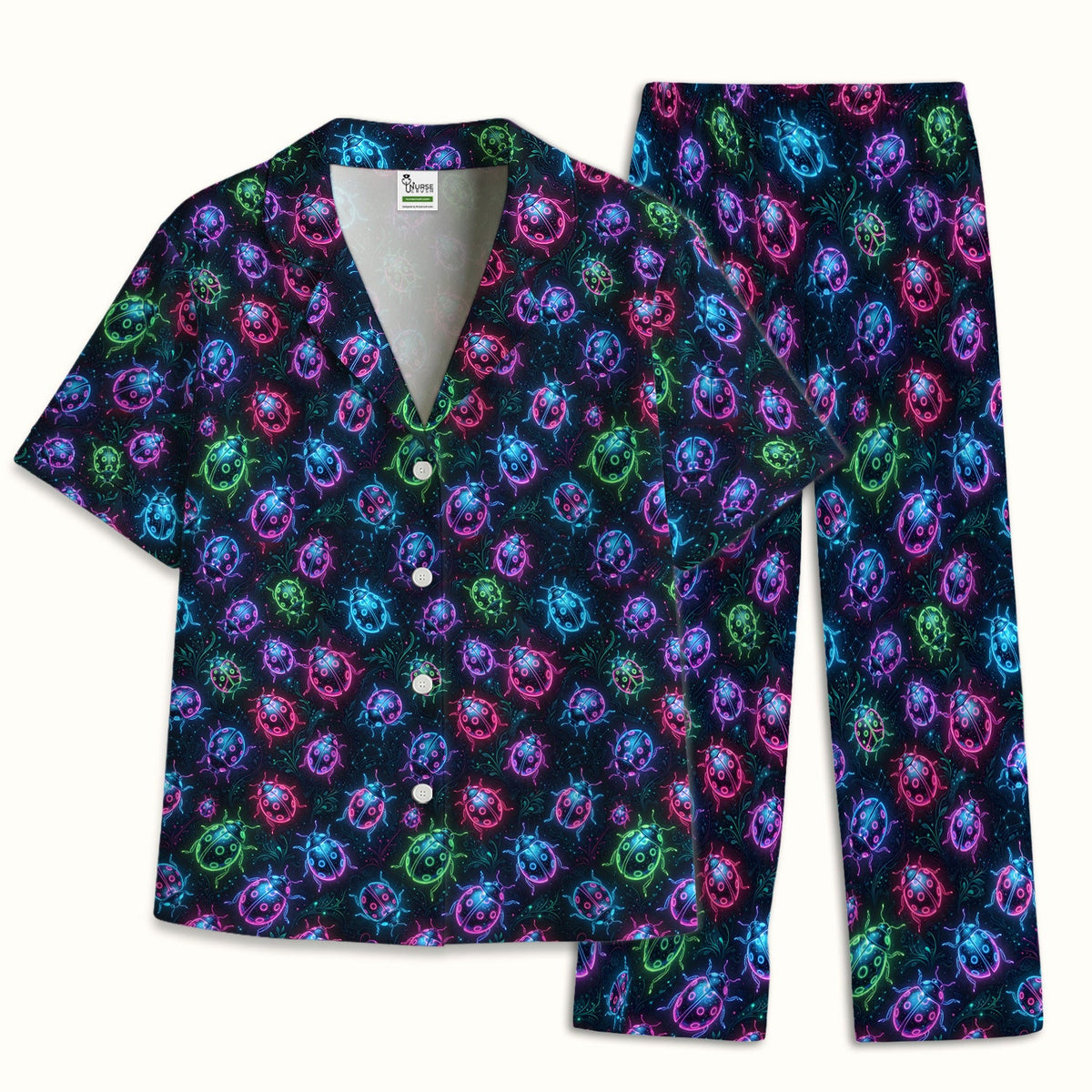 Colorful Neon Ladybug Pajama Set