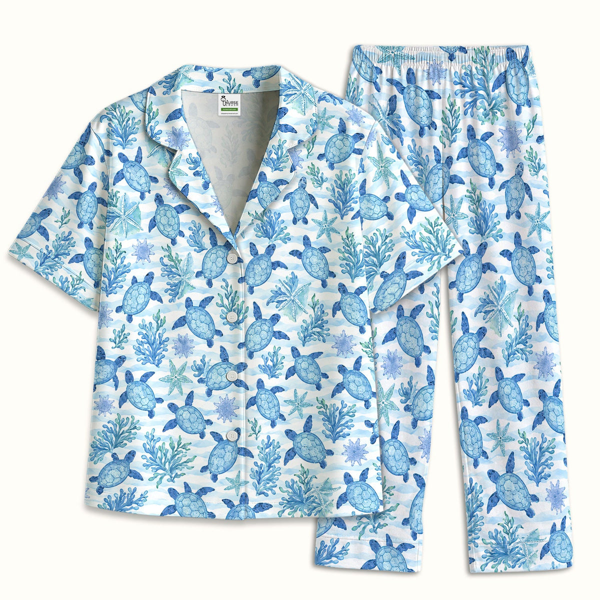 Coastal Sea Turtle Coral Nurse Pajama Set