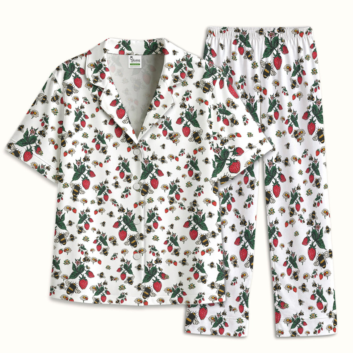 Strawberry Bee Daisy Nurse Pajama Set