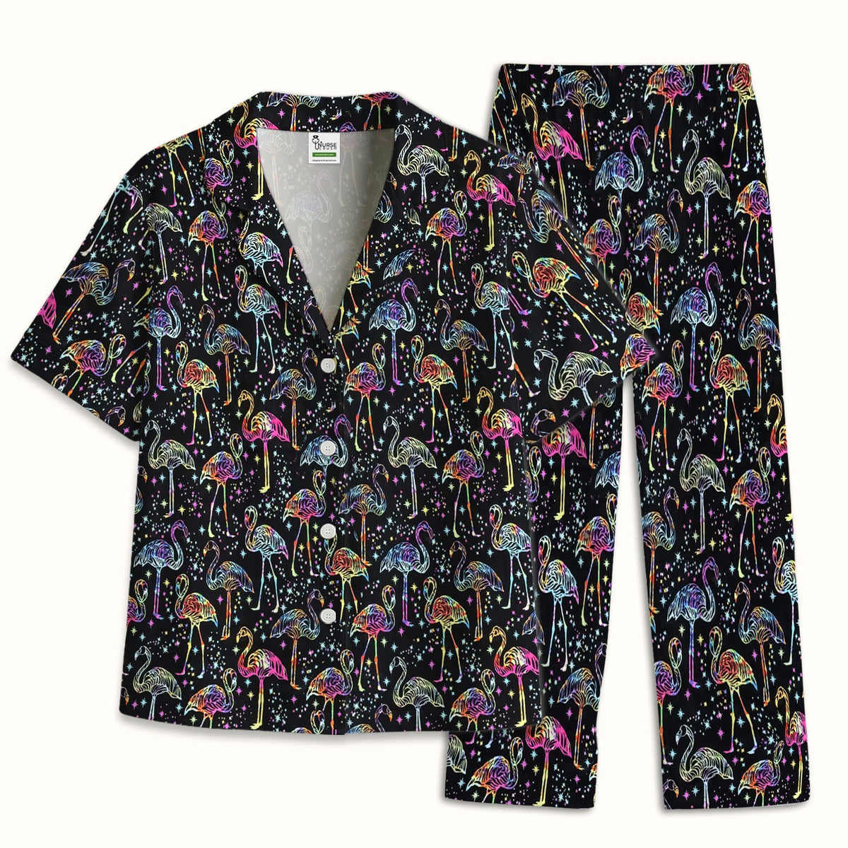 Neon Flamingo Starry Night Pajama Set