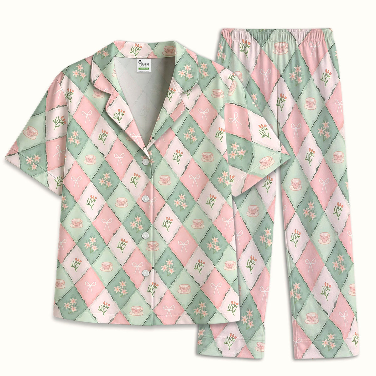Flowers Tea Cups Pajama Set