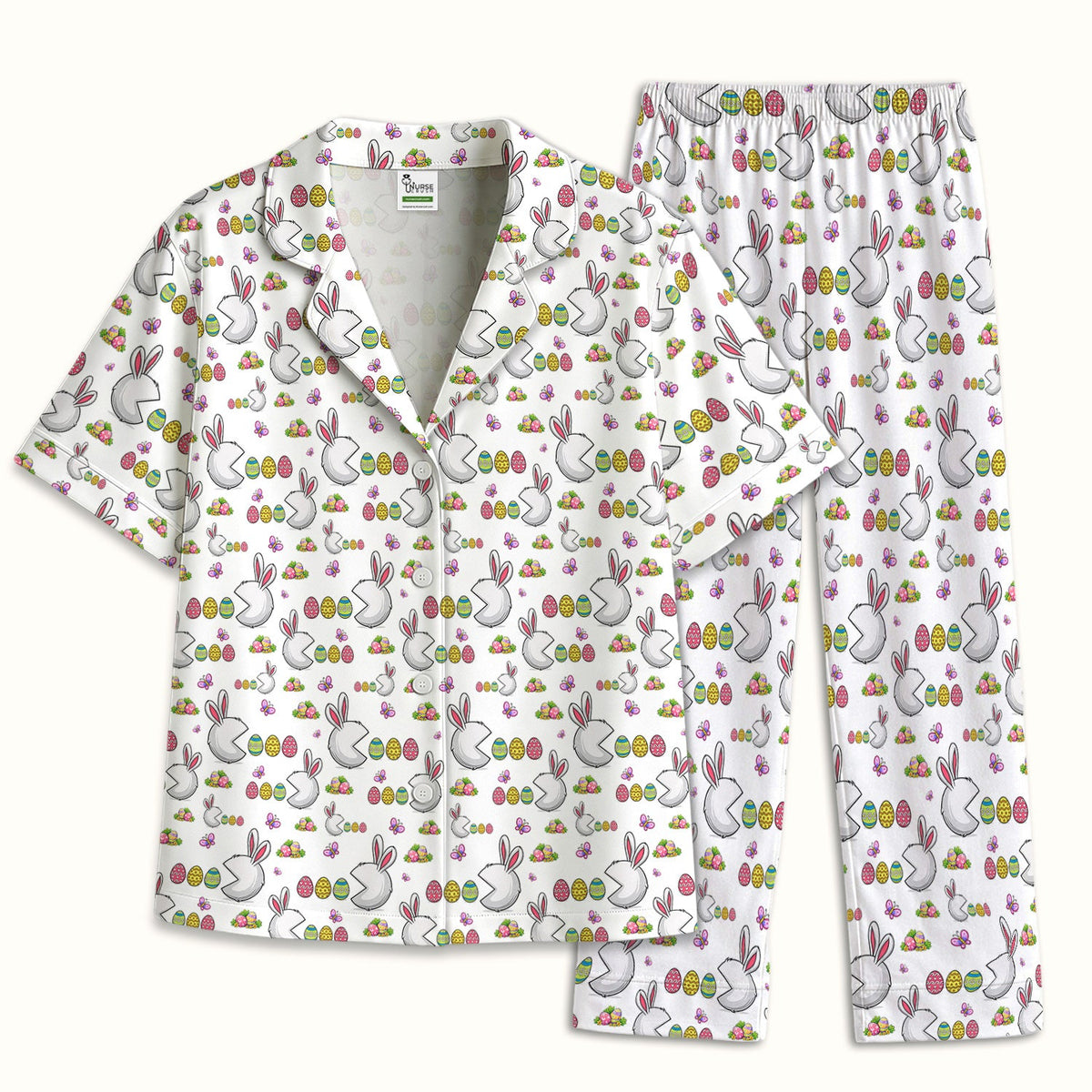 Personalized Easter Bunny Colorful Eggs Pajama Set