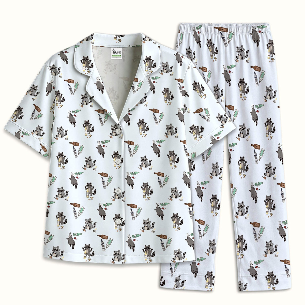 Messy Drunk Raccoon Pajama Set