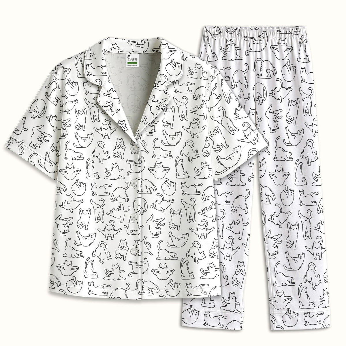Cat Outline Playing Nurse Pajama Set