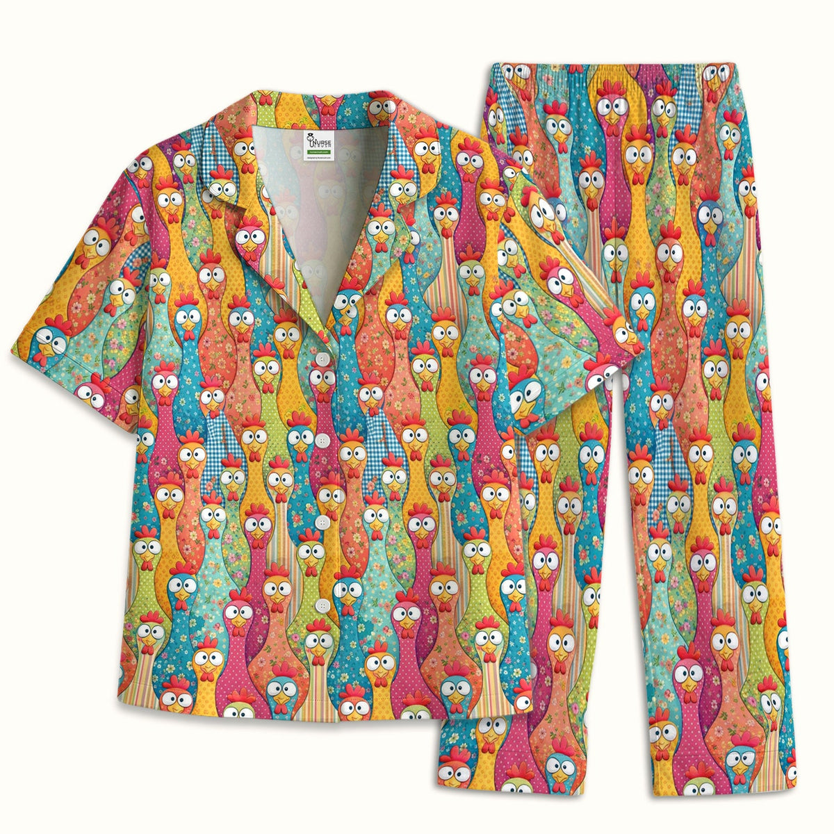 Farm Chicken Cartoon Pajama Set