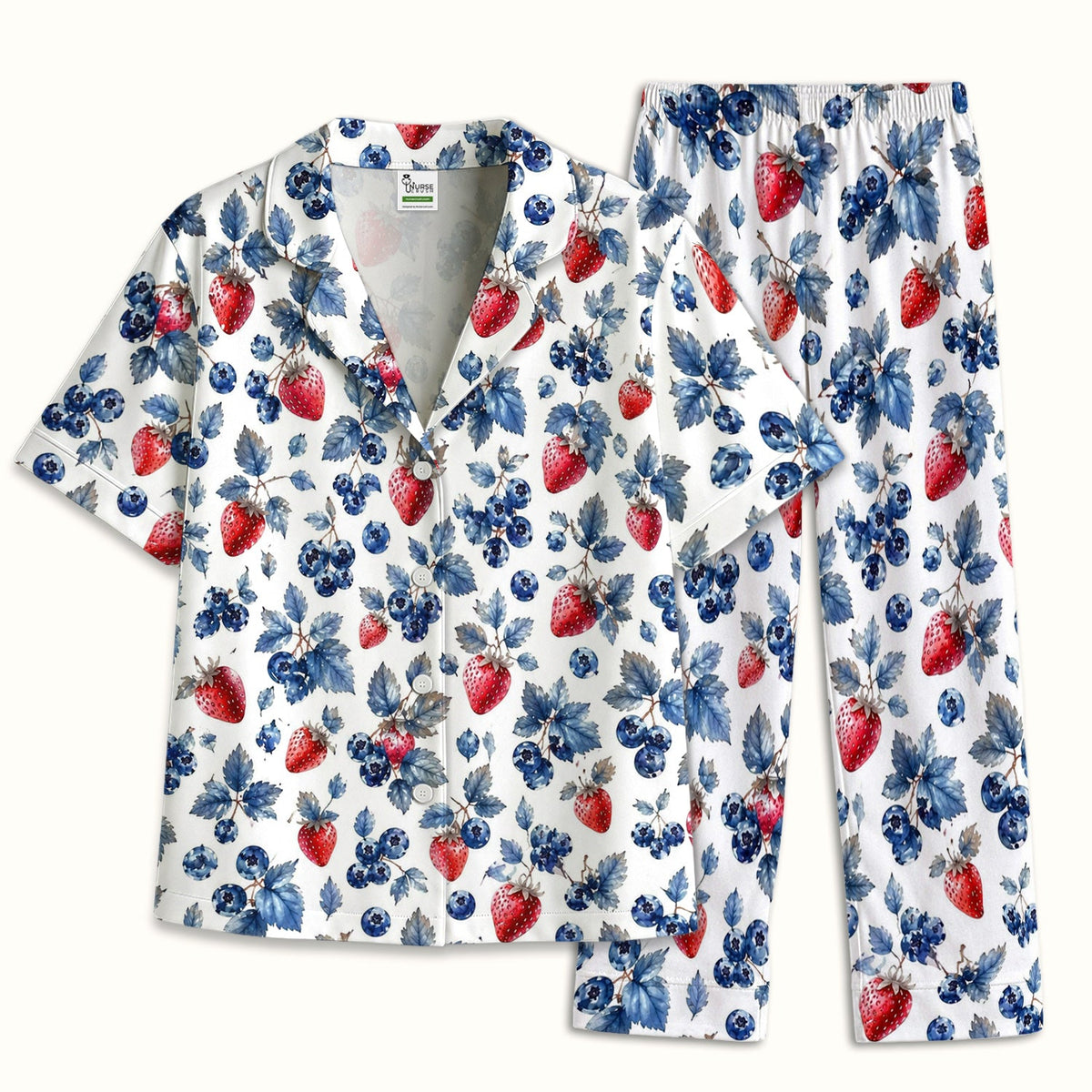 Strawberry & Blueberry Leaf Nurse Pajama Set