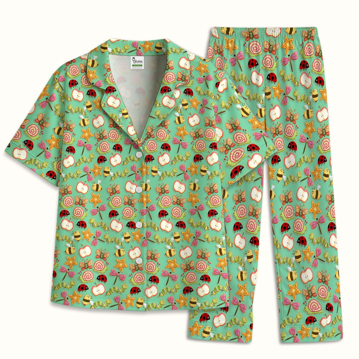 Snail Ladybug Caterpillar Apple Garden Pajama Set