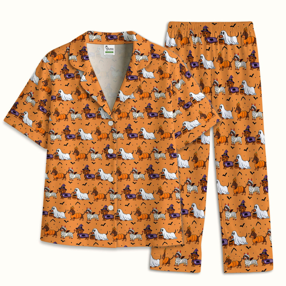Dachshund with Bat Pajama Set - Halloween Gift For Nurse