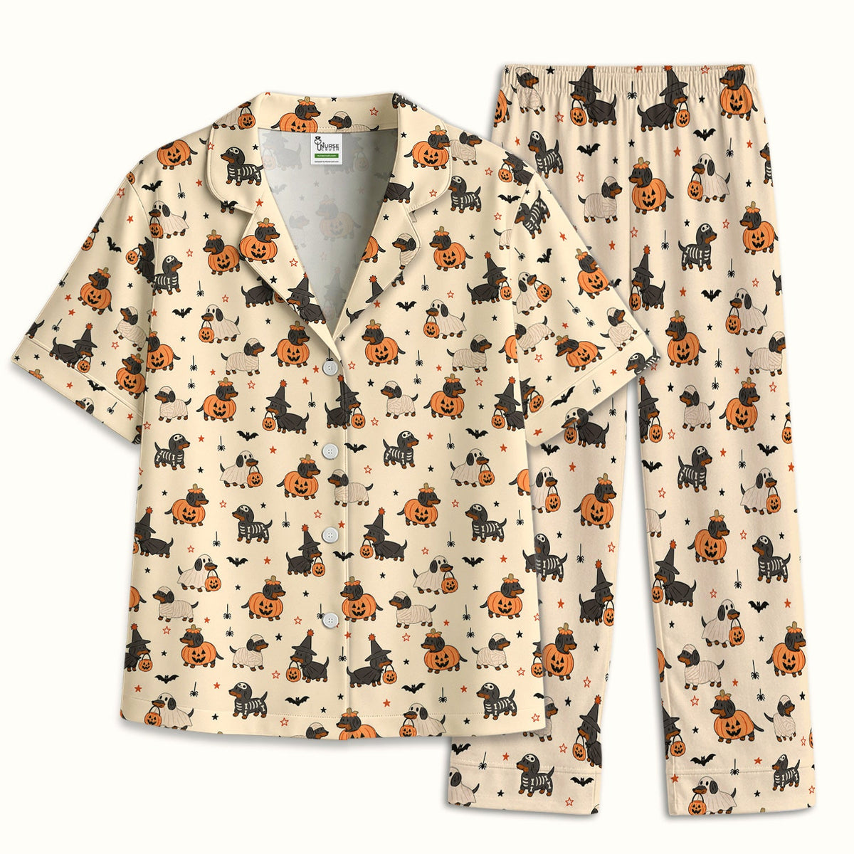 Dachshund Pattern Pajama Set - Halloween Gift For Nurse