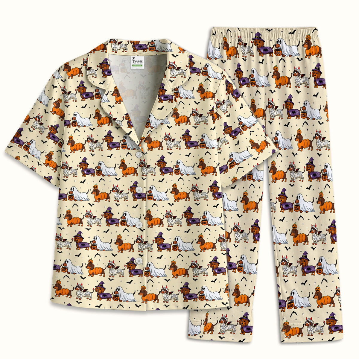 Dachshund with Bat Pajama Set - Halloween Gift For Nurse