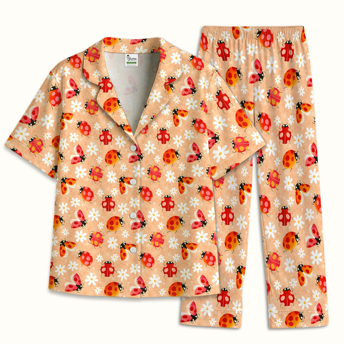 Ladybug Daisy Floral Pajama Set