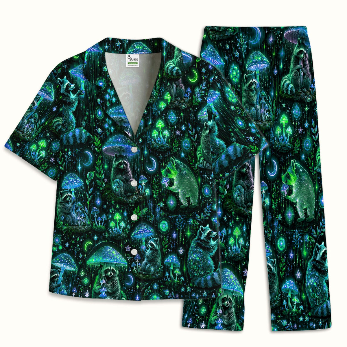 Glowing Raccoon Forest Pajama Set