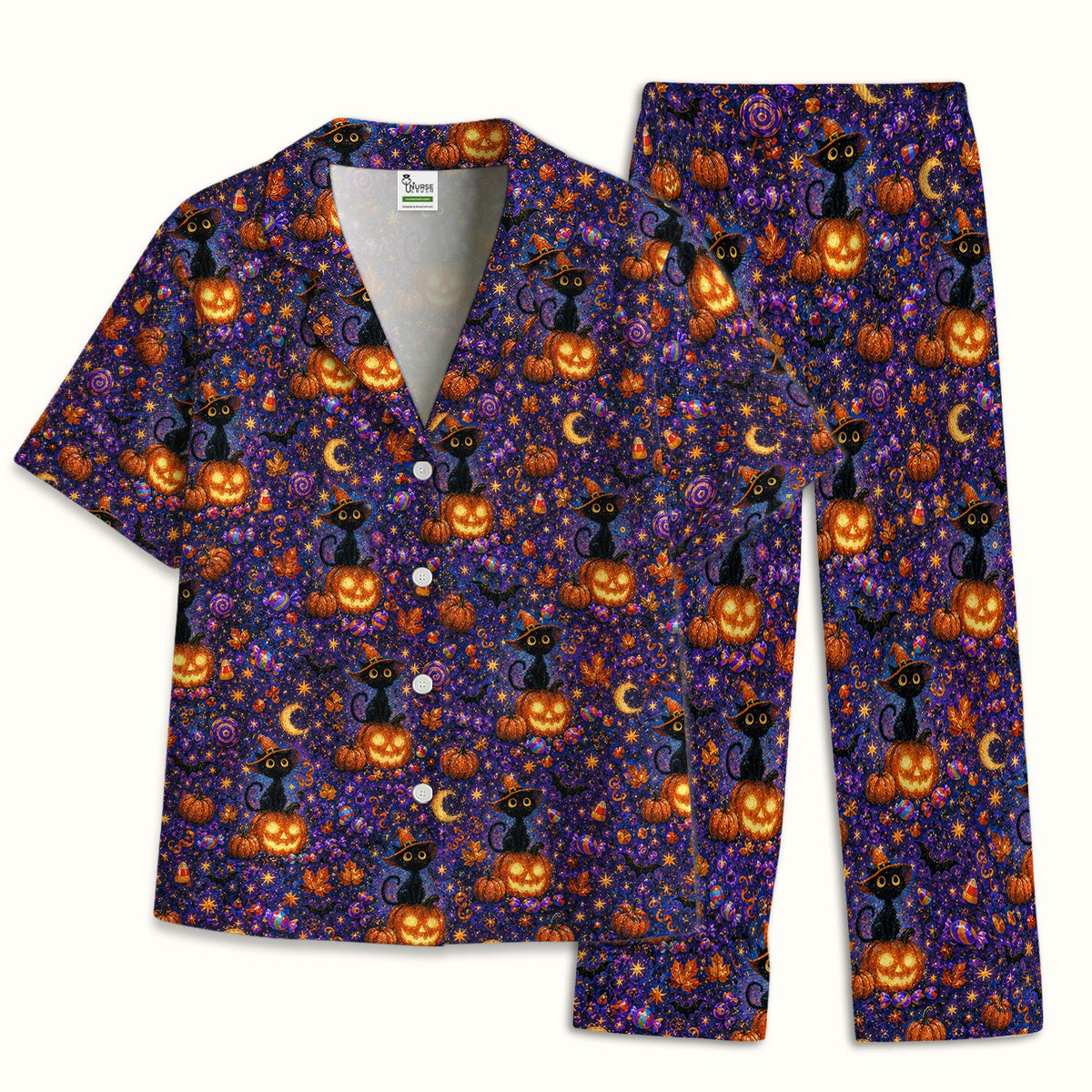 Mystical Witch Cat Pajama Set - Halloween Gift