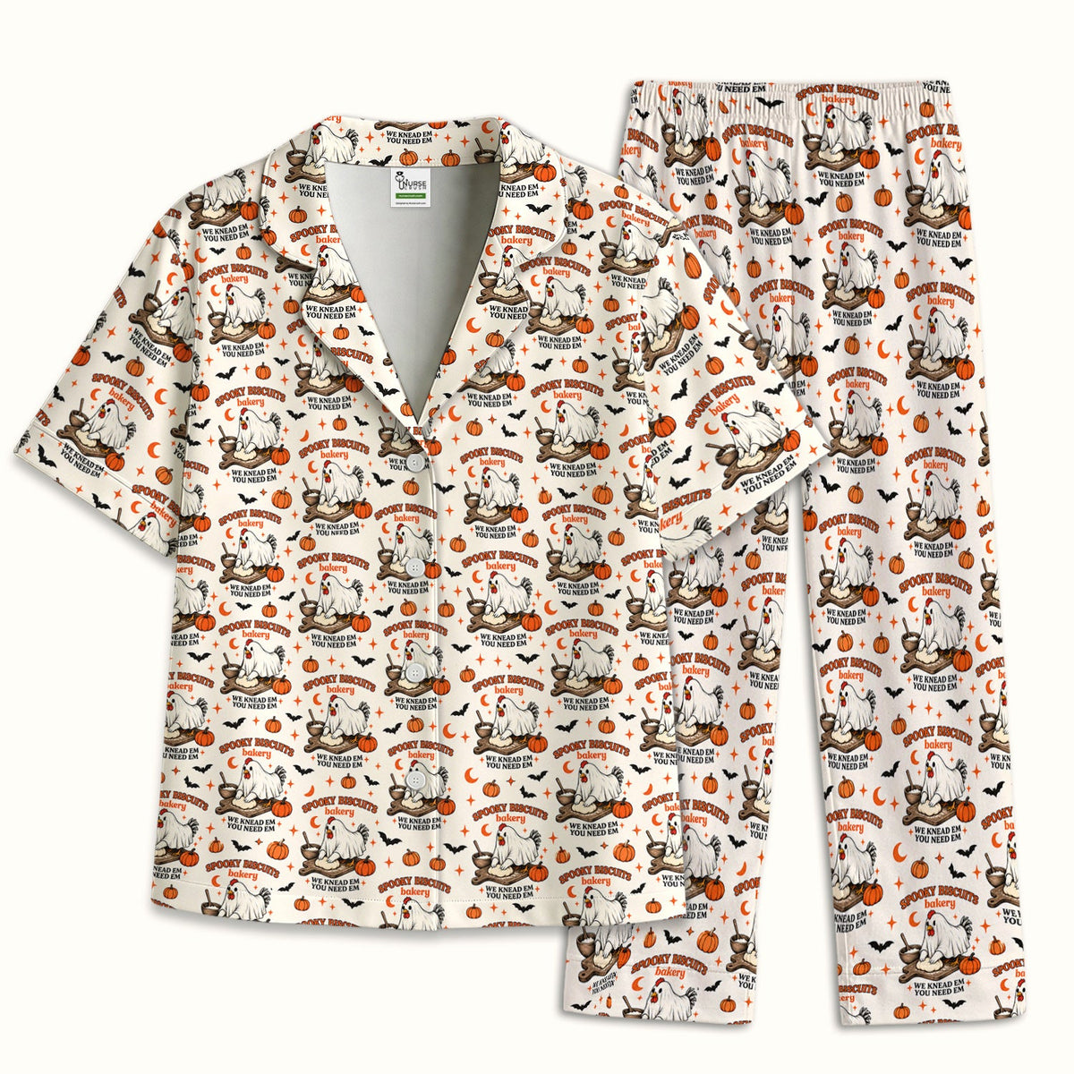 Spooky Biscuits Chicken Pajama Set - Halloween Gift For Nurse