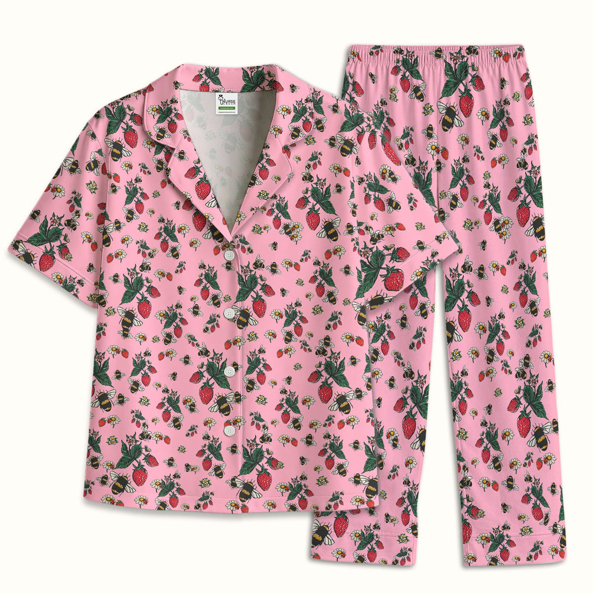 Strawberry Bee Daisy Nurse Pajama Set