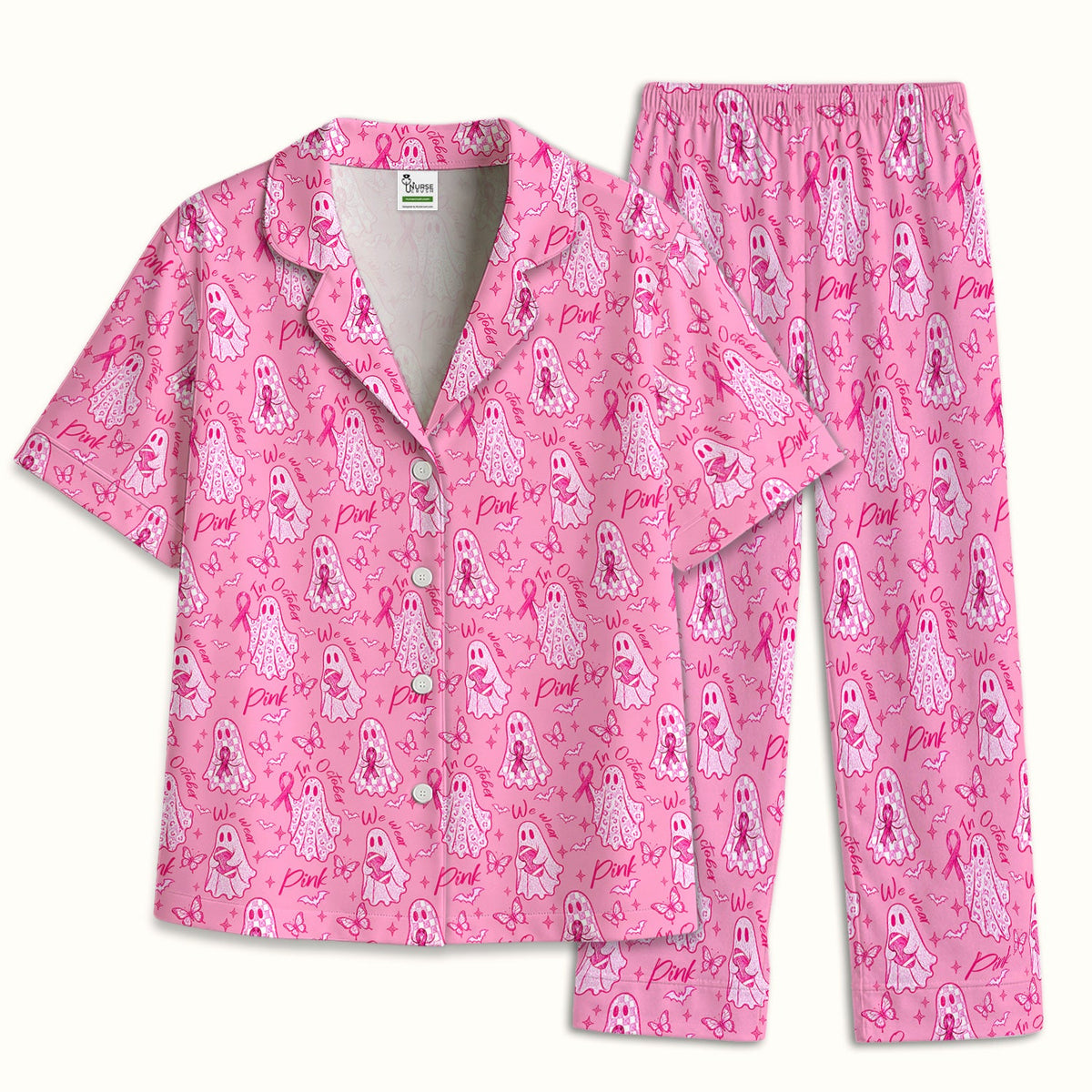 Pink Ribbon Ghost Pajama Set