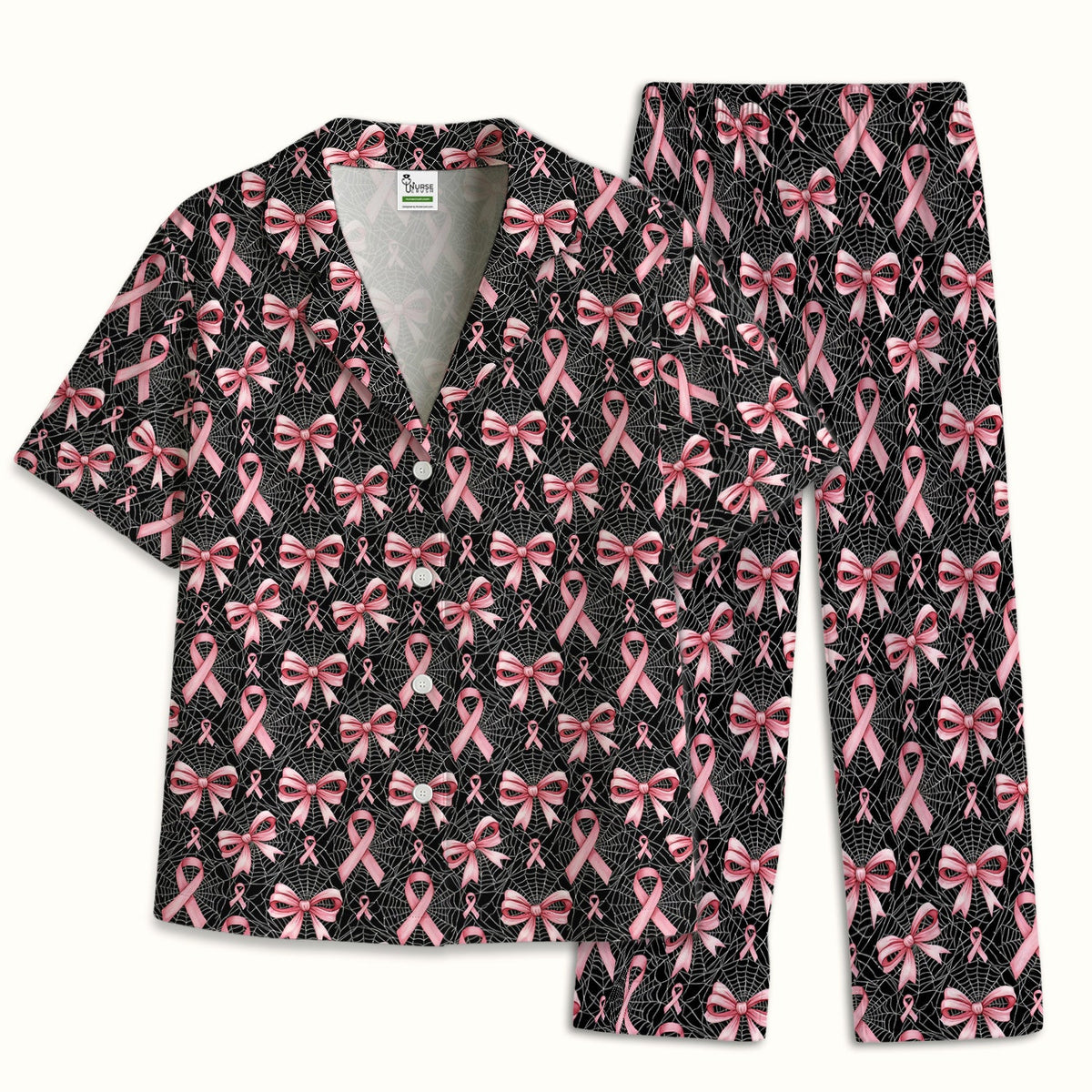 Pink Ribbon Pattern Pajama Set