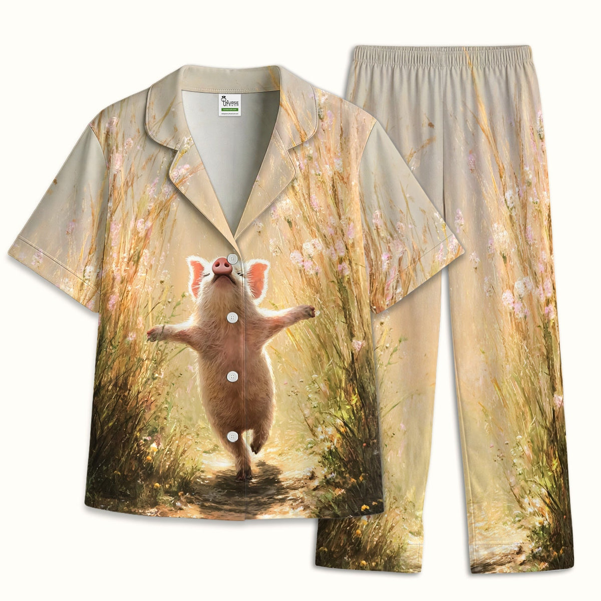 Pig Running Meadow Pajama Set For Nurse