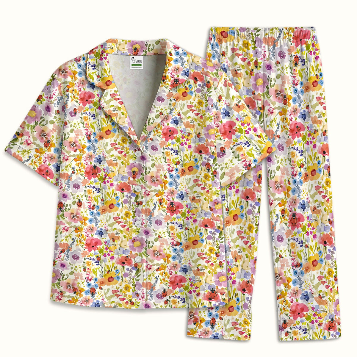 Wildflower Ladybug Garden Nurse Pajama Set
