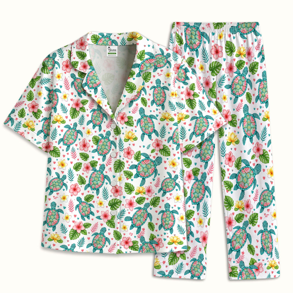 Tropical Sea Turtle Floral Pajama Set