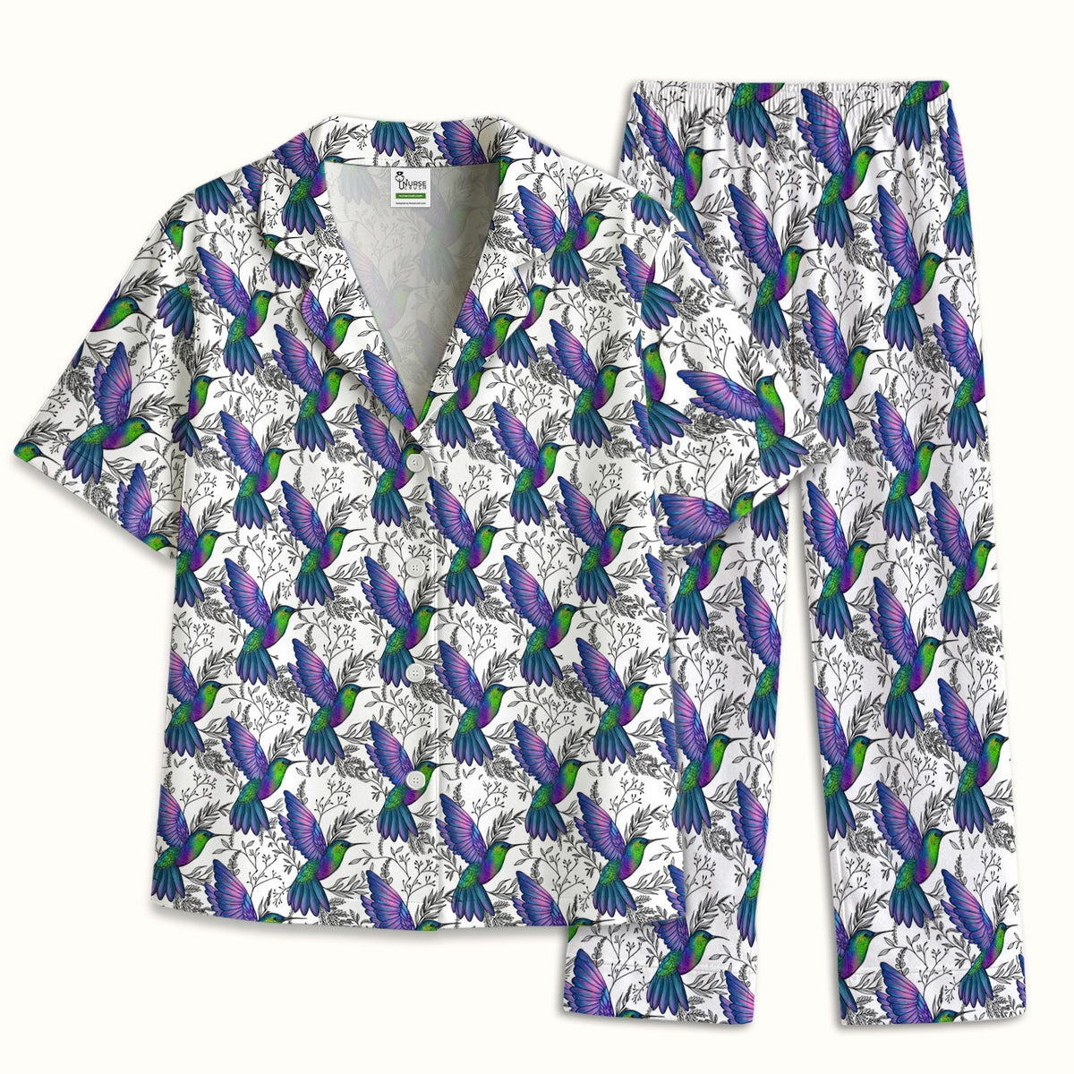 Colorful Hummingbird Botanical Pajama Set