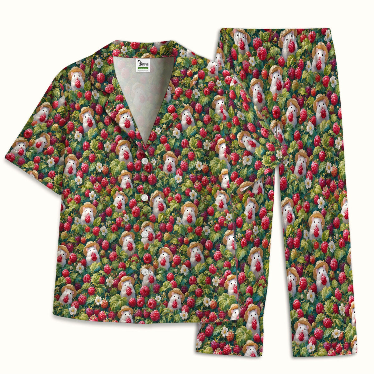 Raspberry Mouse Garden Nurse Pajama Set