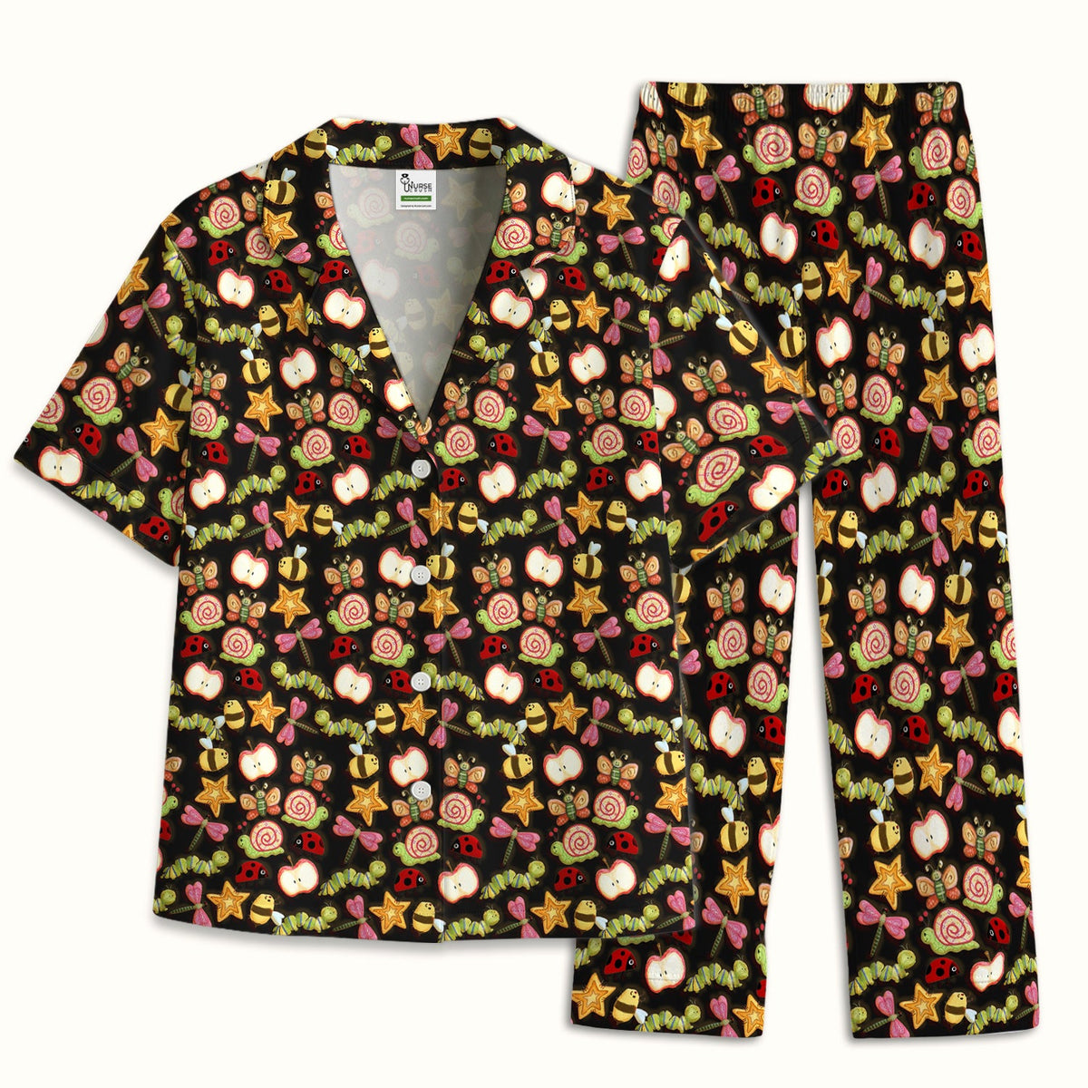 Snail Ladybug Caterpillar Apple Garden Pajama Set