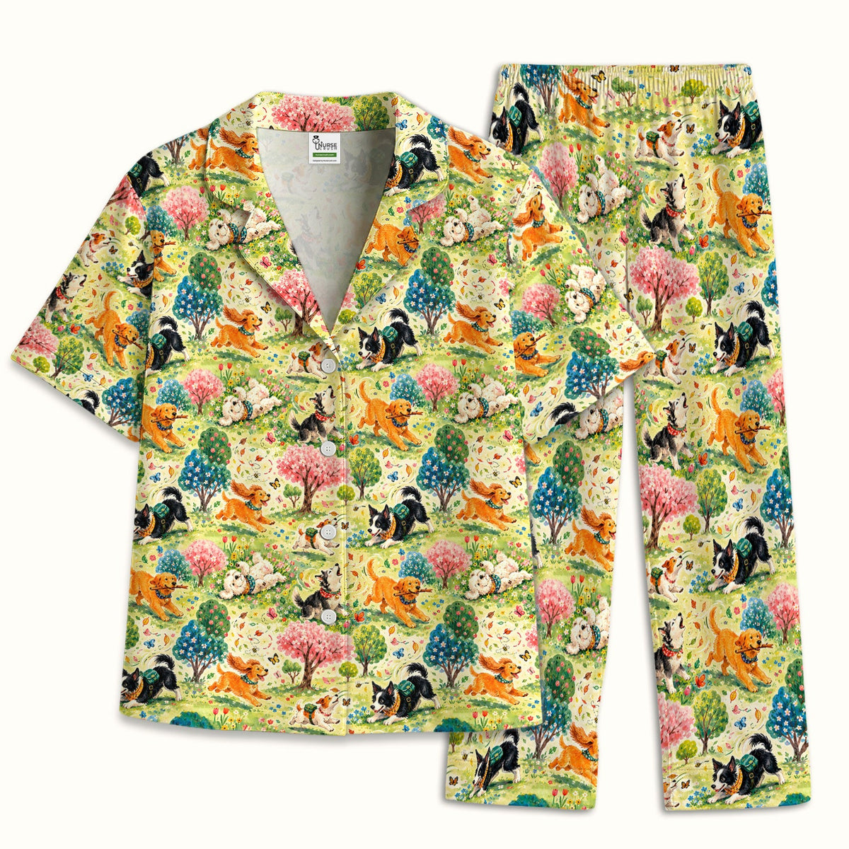 Spring Garden Dogs Pajama Set