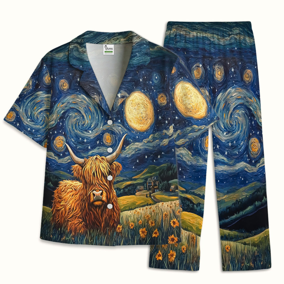 Highland Cow Starry Night Pajama Set