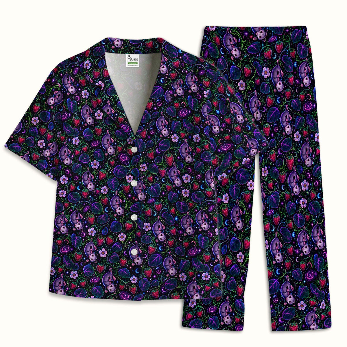 Galaxy Strawberry Opossum Pajama Set