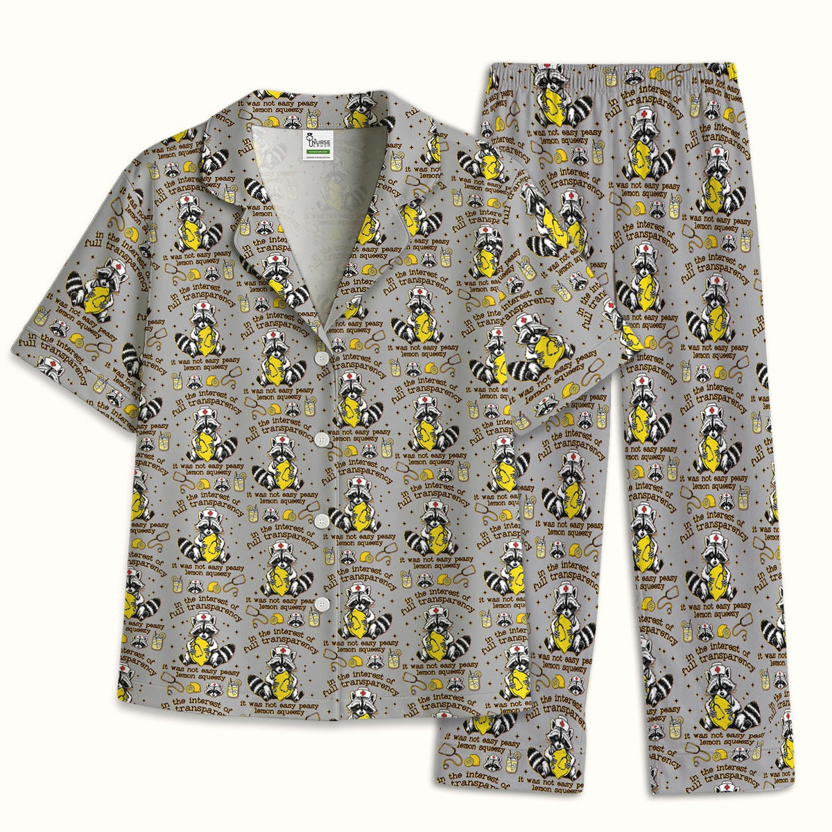 Raccoon Lemon Quote Pajama Set