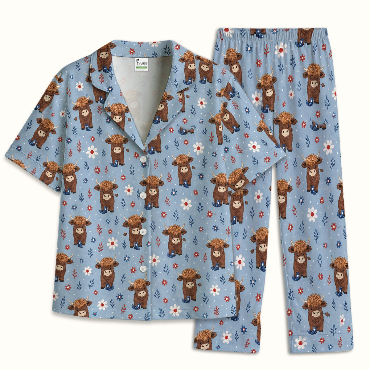 Floral Cowboy Boots Pajama Set