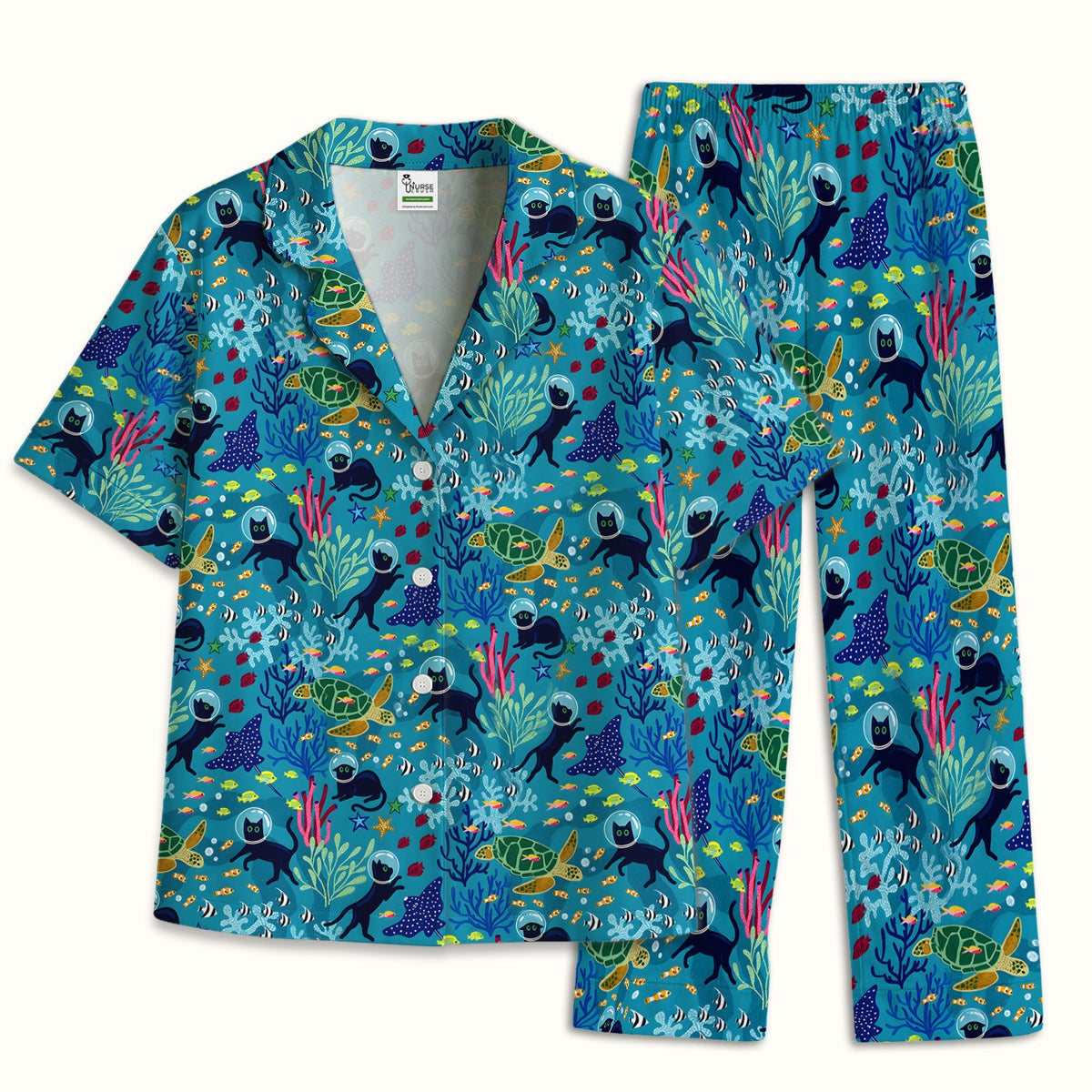Underwater Cat Turtle Veterinary Pajama Set