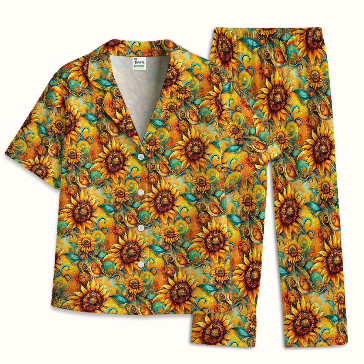 Sunflower Swirl Floral Pajama Set