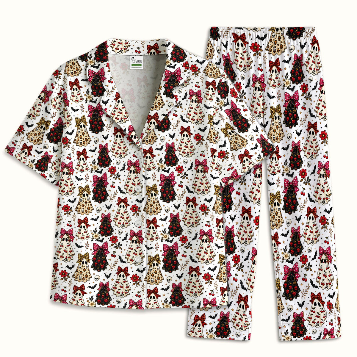 Spooky Ghost Pattern Pajama Set