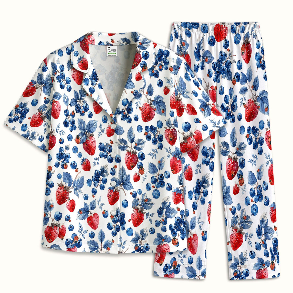 Strawberry Blueberry Ladybug Nurse Pajama Set