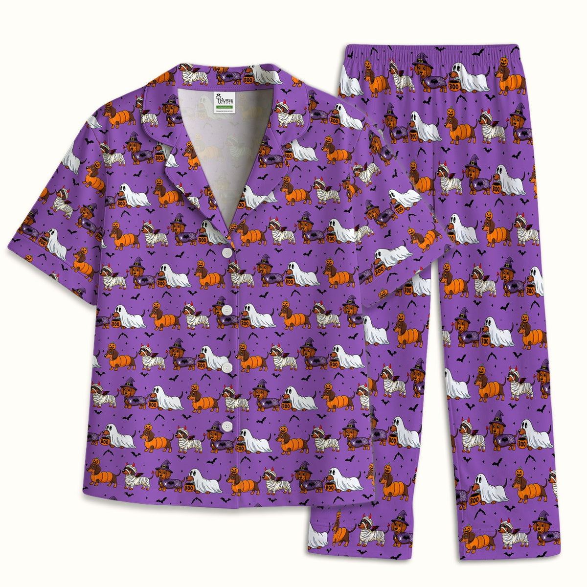 Dachshund with Bat Pajama Set - Halloween Gift For Nurse