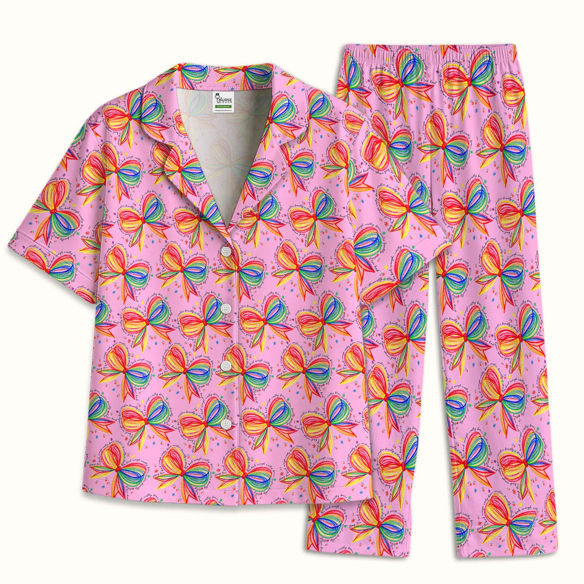 Colorful Rainbow Bow Pajama Set
