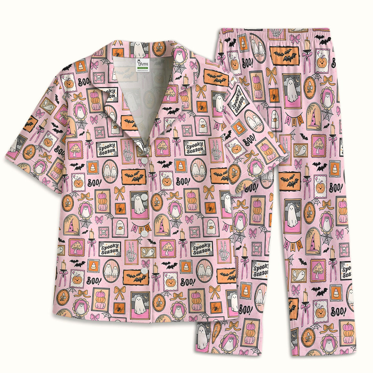 Pink Halloween Ghost Gallery Pajama Set