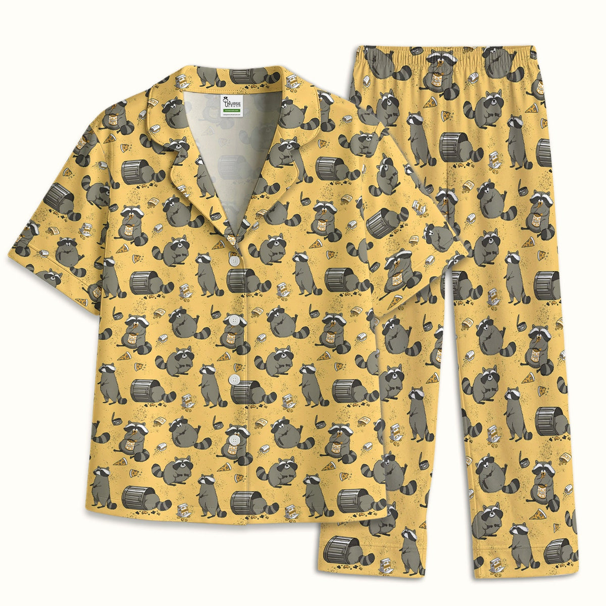 Raccoon Snack Trash Can Pajama Set