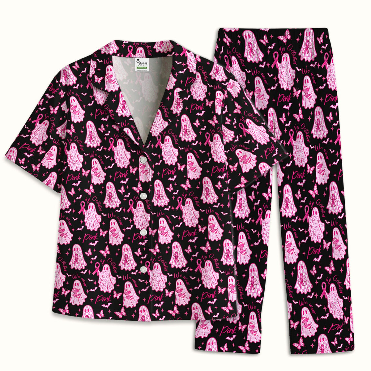 Pink Ribbon Ghost Pajama Set