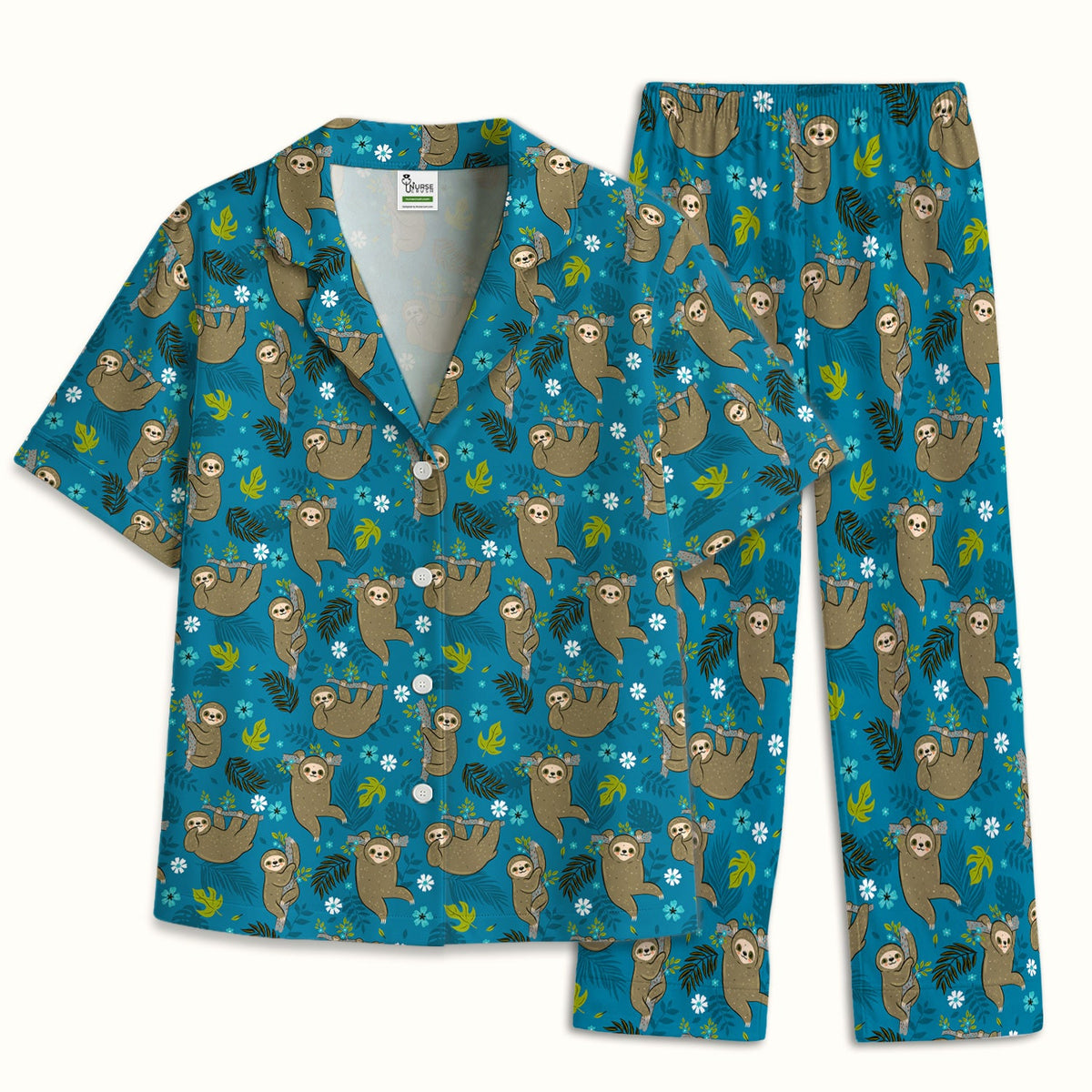 Jungle Tropical Sloth Pajama Set