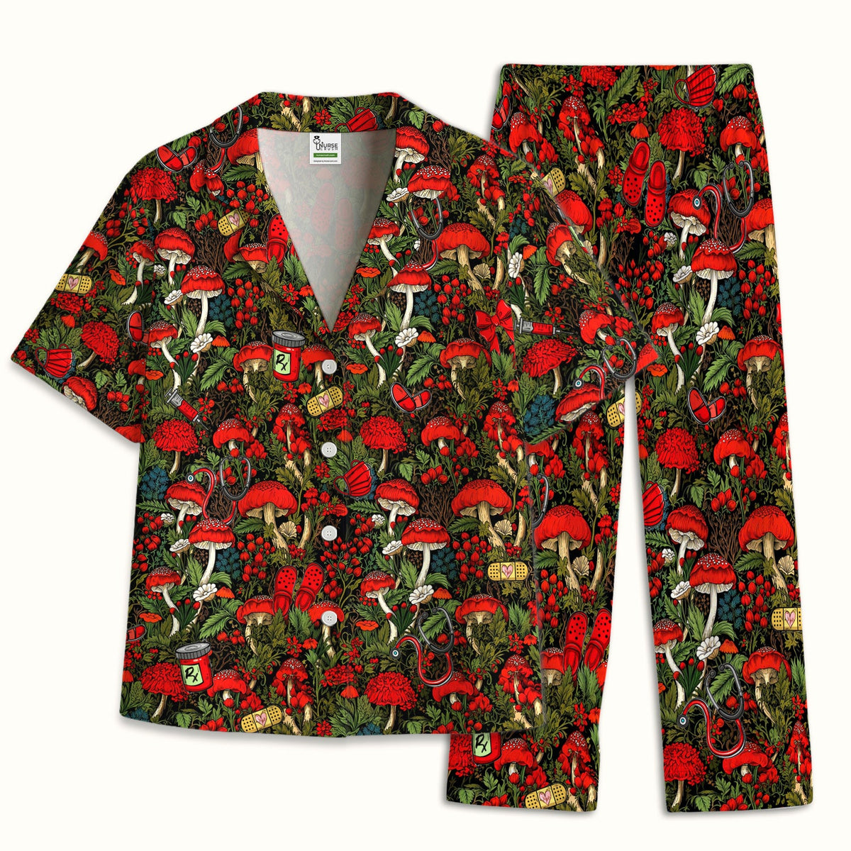 Red Mushroom Forest Pajama Set
